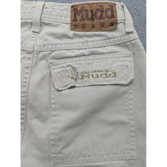 Mudd Jeans Womens 1 Cream Flare 100% Cotton Twill Back Flap Pockets Y2K Style - Picture 12 of 15